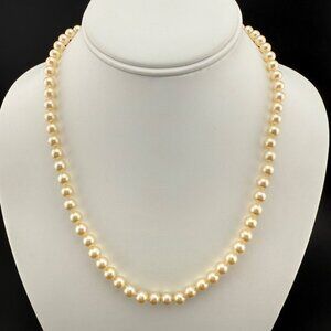 Vintage Faux Pearl Necklace Gold Vermeil Sterling Silver Clasp Elegant Beaded St